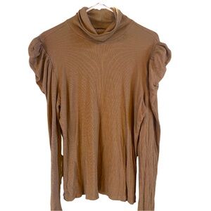 I.N.C. International Concepts Puff Sleeve TurtleNeck Top Size XL Color Tan